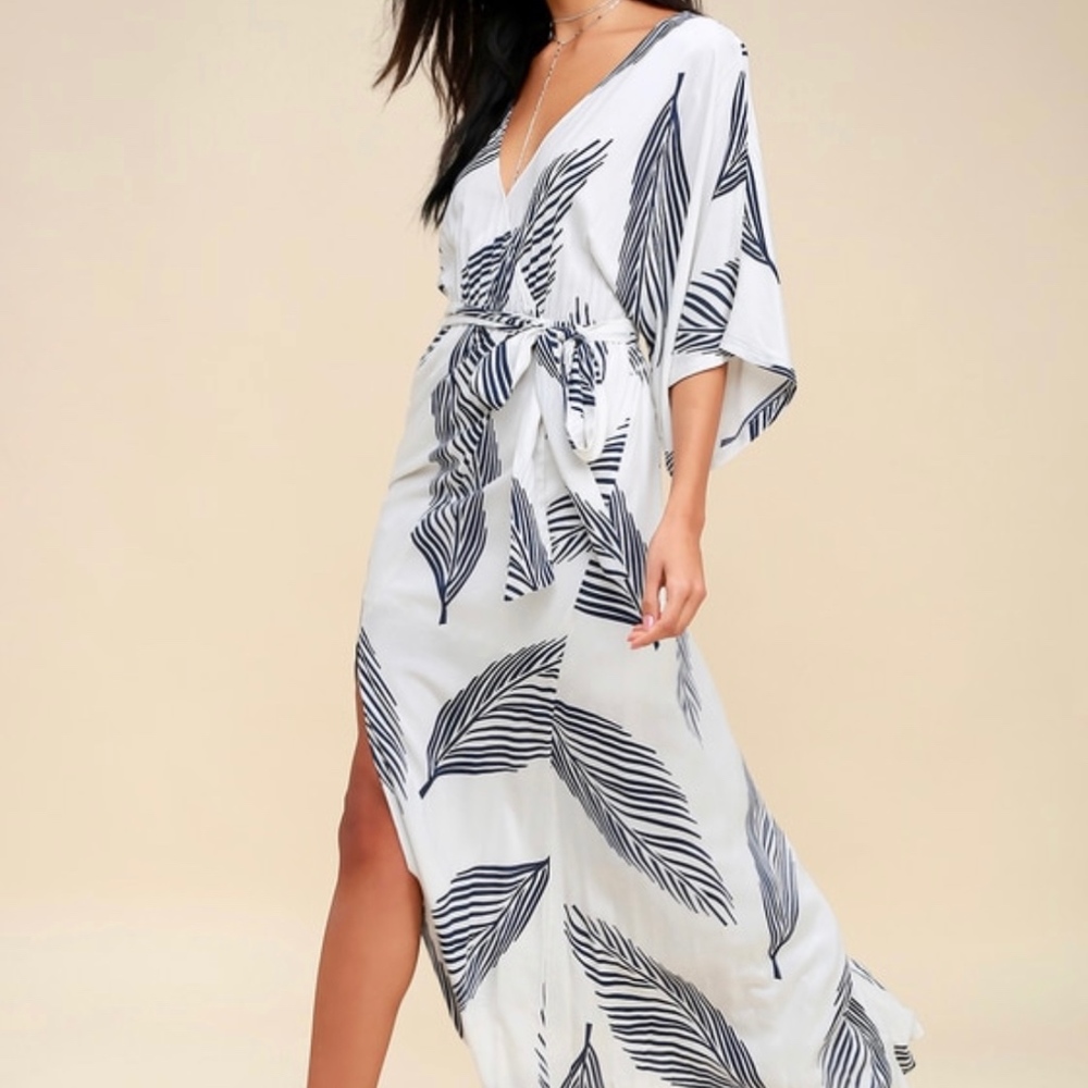 Navy and white maxi dress